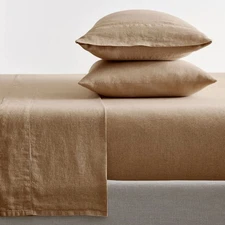 Pottery Barn IDS Belgian Flax Linen Sheet Set + 2 King Pillowcases Bronze NWT