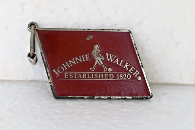 Vintage Johnnie Walker Red Label Alt Scotch Whisky Werbe Keychain Metall '' F3