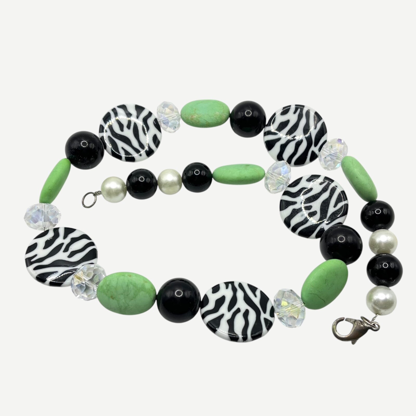 Chunky Beaded Statement Necklace Simulated Pearl … - image 2