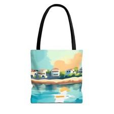 Image of New Coastal Serenity Tote Bag, Beach Bag, Reusable Shopping Bag, Summer Tote