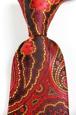 New Classic Floral Red Yellow JACQUARD WOVEN 100 Silk Men's Necktie Tie