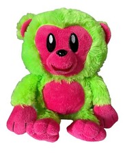 Kellytoy Monkey Plush Neon Green Hot Pink 13" Chimp Ape Stuffed Animal Toy 2017
