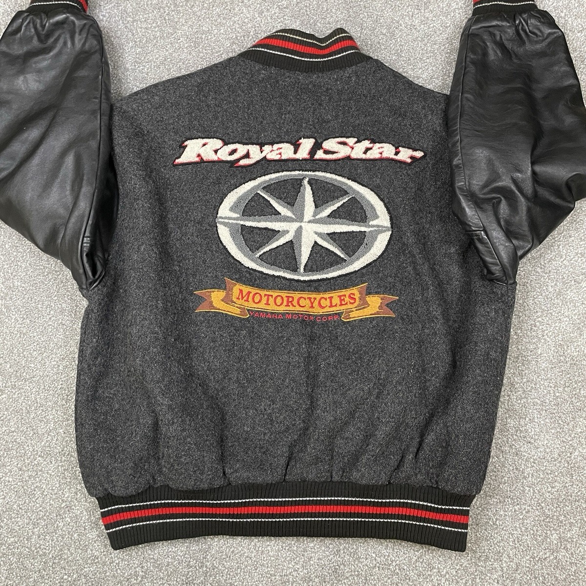 Yamaha Varsity Jacket Men L Royal Star Motorcycles Gray Wool