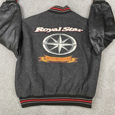 Yamaha Varsity Jacket Men L Royal Star Motorcycles Gray Wool