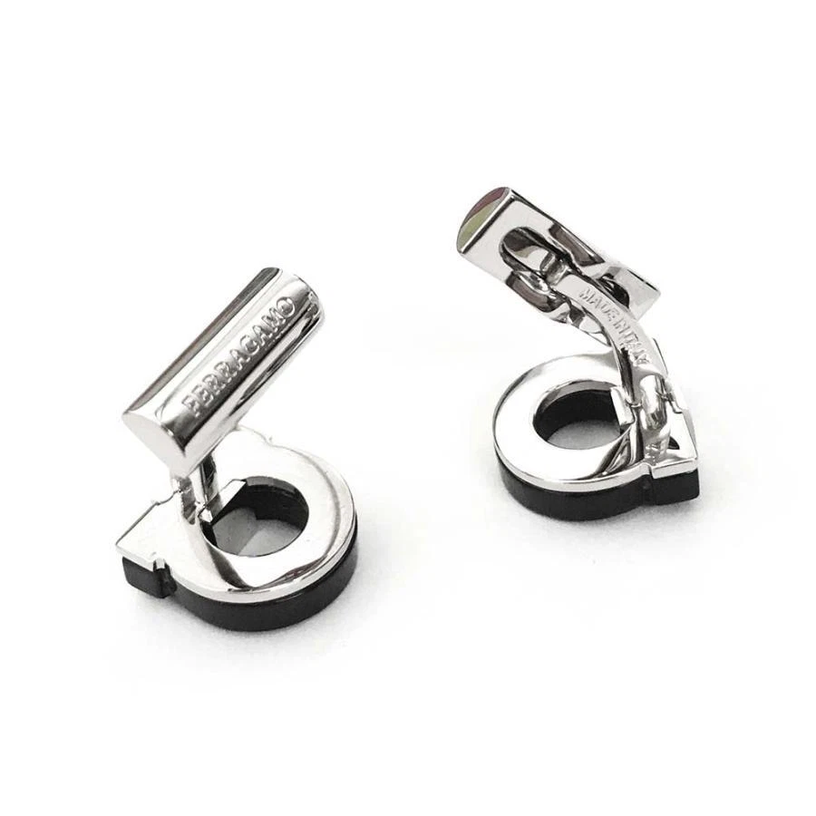 Gemelos Salvatore Ferragamo Gancini estilo giratorio latón piedras semipreciosas  Foto 2 de 4