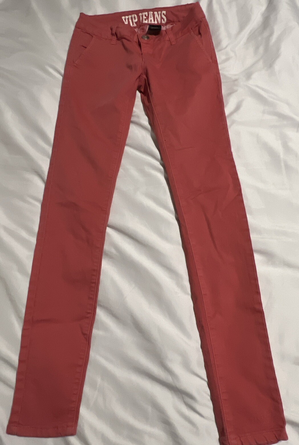 Pink Slashed Pocket Womens VIP Jeans Pink Stretch Ankle Slash Pockets Denim Jeans Size 3/4 ...