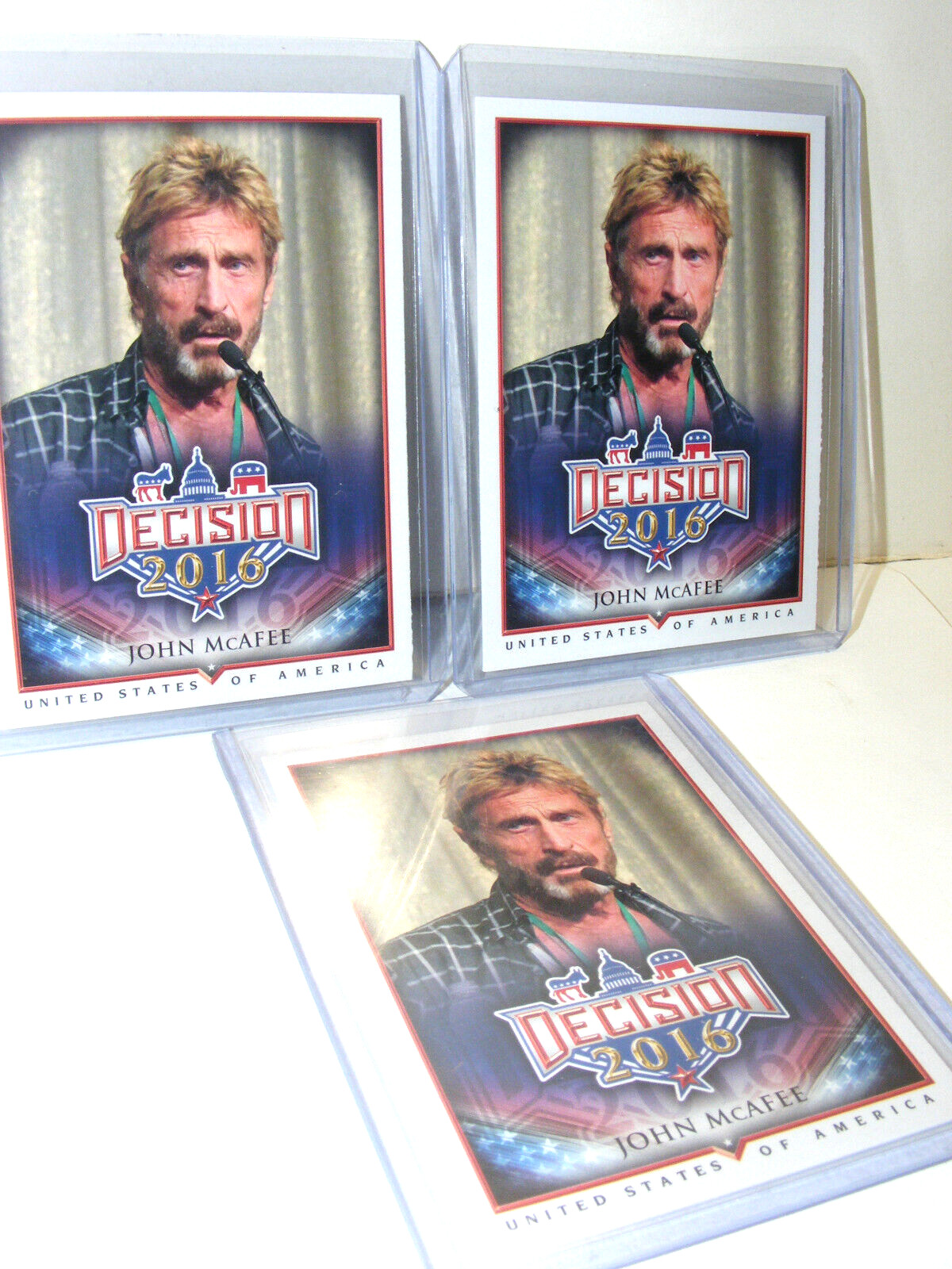 2016 DECISION JOHN MCAFEE (LOT OF 3 CARDS) CARD #14 LQQK