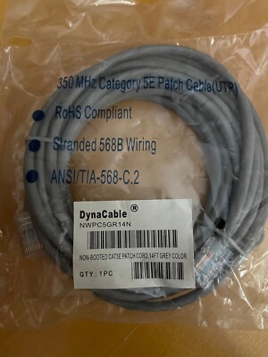 LOT 20 DynaCable Cat 5E Patch Cable Cord 14' Grey New Still Sealed FREE US SHIP