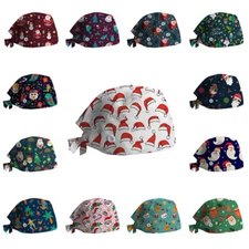 Christmas Surgical Scrub Caps Doctor Nurse Bouffant Hat Adjustable Head Covers❀