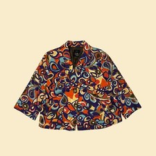 90s XL abstract blazer jacket by RQT, vintage red, purple yellow linen jacket