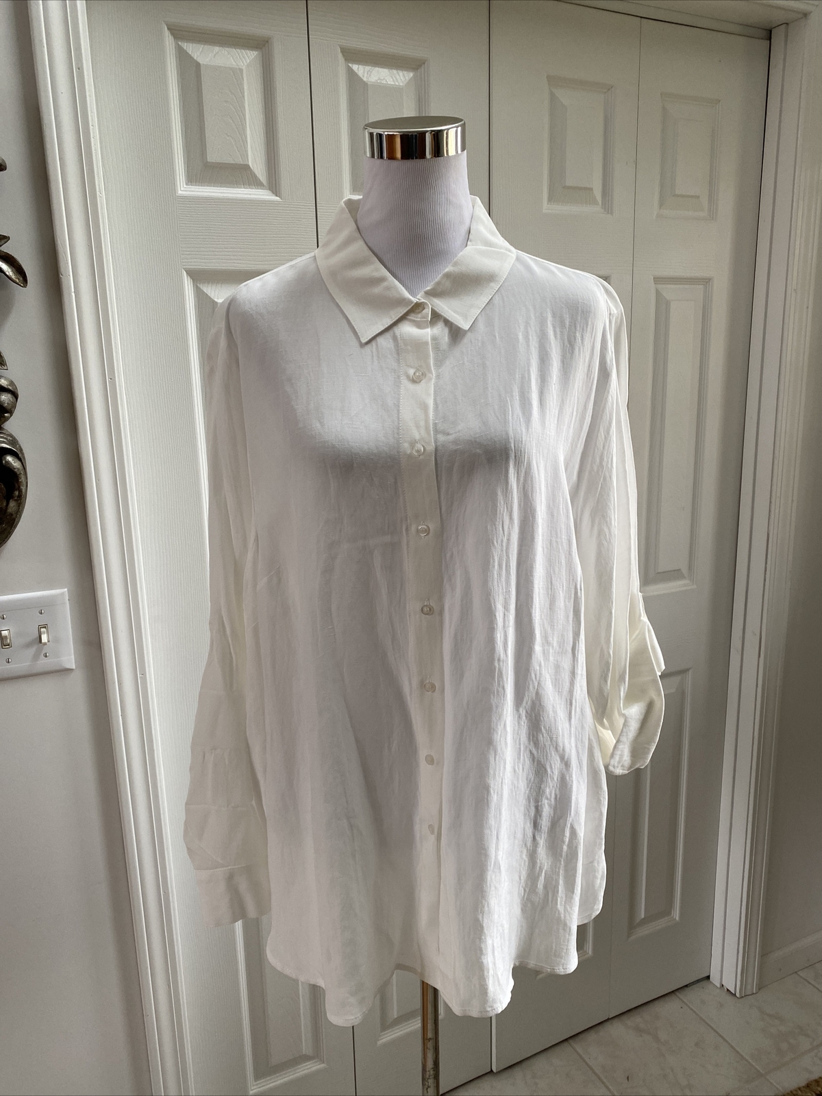 NWT Calvin Klein White Linen Blend Modern Essentials Tunic 1X $  194414388578 | eBay