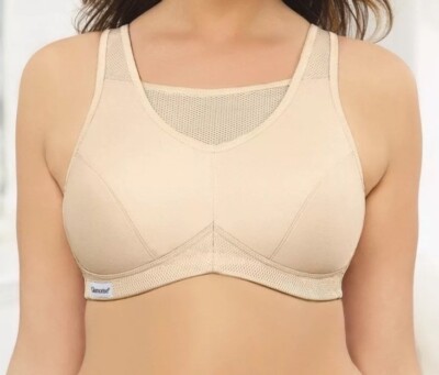 Glamorise 1066 No Bounce Wirefree Camisole Sports Bra Beige New Size 34F