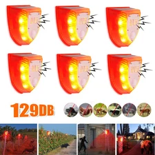 6 Pcs Solar Alarm Motion Detector with Sound Outdoor Motion Sensor 129db
