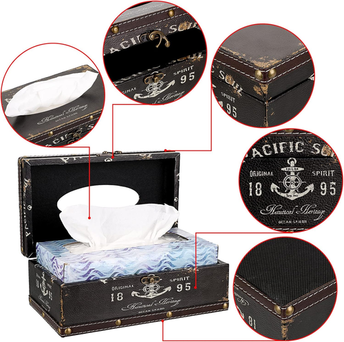 Sumnacon Tissue Box Cover Rectangle Tissue Box with Lid,Wooden Tissue Box Holder - Picture 4 of 7