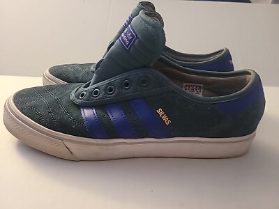 Adidas Skateboarding Shoe Mens 10 Green Blue Suede Sneakers Miles Silvas