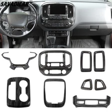 9x Black Wood Center Control Dash Decor Cover Trims Kit For Chevy Colorado 2014+