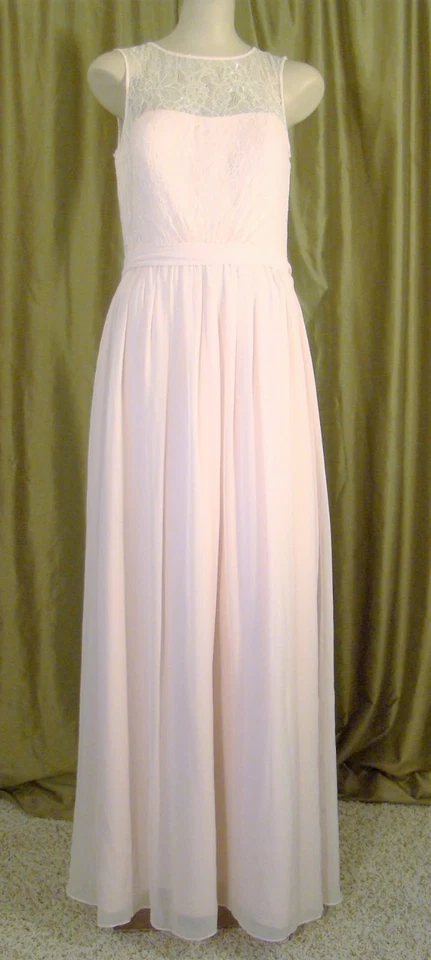 Vestido de graduación After Six largo de encaje rosa rubor talla 10 damas de honor 6734 Foto 4 de 4