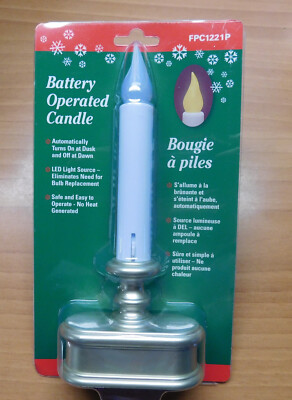 Battery Operated Brass Like Window Candle with Bulb ~ ON/OFF DUSK 3-WAY SWITCH