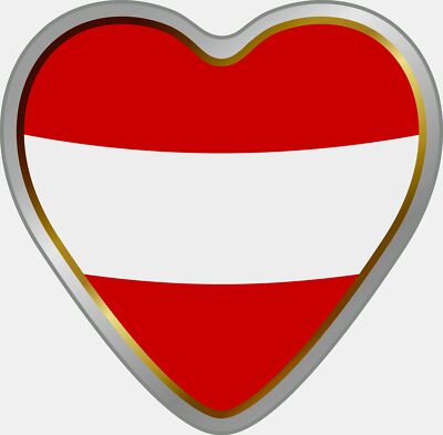 Aufkleber Österreich Herz Dimension 40 x 40 mm  Sticker Tattoo Auto