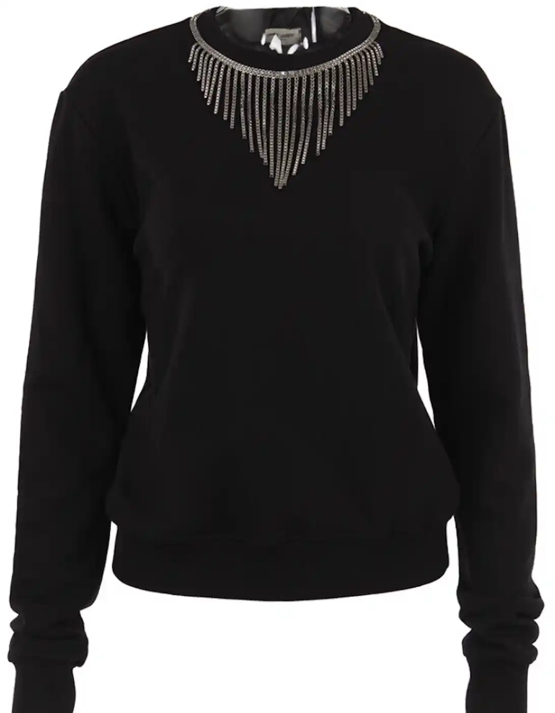 $1495 Saint Laurent Top in jersey di cotone con collana abbellimento XS colore nero