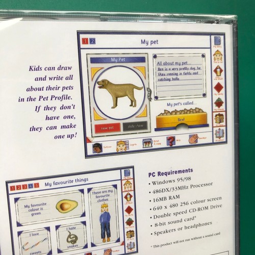 ALL ABOUT ME Educational CD-ROM Kids eScrapbook Family School Home PC 98 SEALED - 第 7/10 張圖片