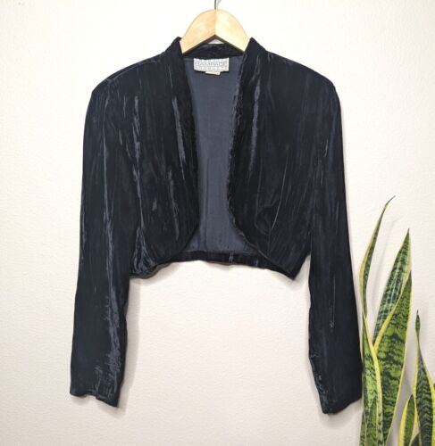 Vintage 80s 90s Rampage Black Velvet Jacket Bolero