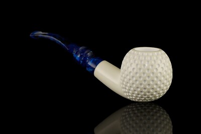Golfball Pipe W Tamper By H EGE  BLOCK MEERSCHAUM-NEW-HAND CARVED W Case#1206