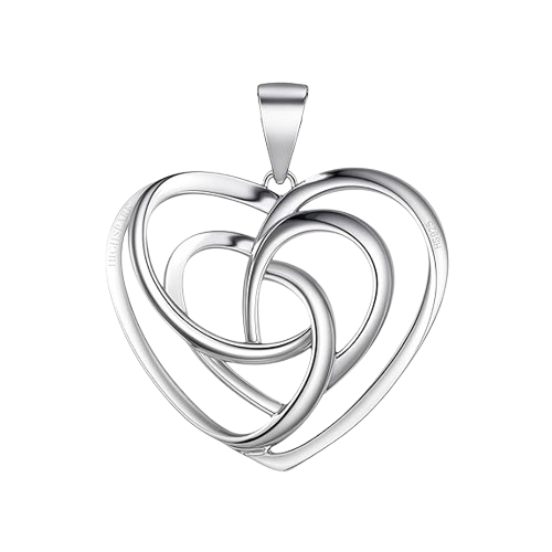 925 Sterling Silver Bunch Heart Solitaire Sparkling Zirconia Pendant 15.5mm