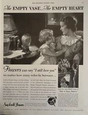 1934 FTD Flowers Say It Empty Heart Vase Enjoy Delivery Prompt Vintage Print Ad