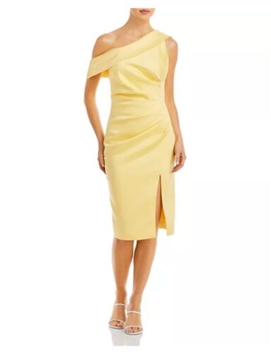 Lavish Alice Satin Asymmetric Pleated Dress NWT Size 8 | Elegant One-Shoulder
