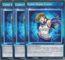 Yugioh - Cyber Blade Fusion x 3 - 1st Edition NM - Free Holographic Card