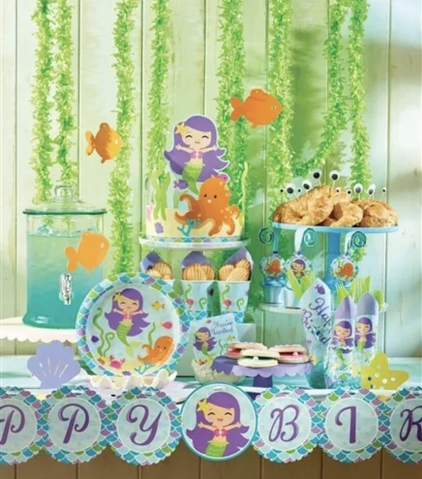 Mermaid Friends Beverage Napkins Paper 16 Pack Girls Birthday Party Tableware - Image 2 of 2