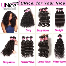UNice 8A Malaysian Virgin Hair Weave Bundles Curly/Straight/Wavy 100% Human Hair