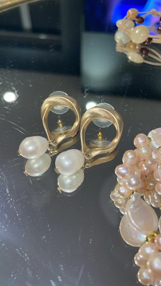 freshwater pearl jewellery set bracelets necklaces earrings natural - Image 4 of 4