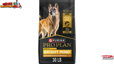 Purina Pro Plan Bright Mind Adult 7+ Chicken & Rice Formula Dry Dog Food, 30-lb