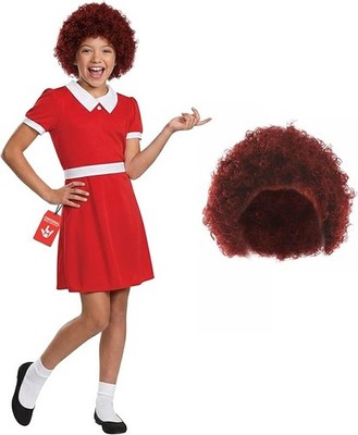 Kleine Waise Annie Kinder Kostüm & Perücke Mädchen Film TV  Karneval Verkleidung