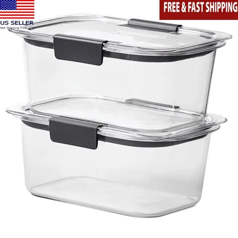 Airtight Food Storage Containers 4.7 Cup Set of 2 Stackable Clear Microwave Safe