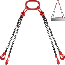 5/16" 5FT Chain Sling 4 Legs with Sling Hooks G80 Lifting Chain Sling