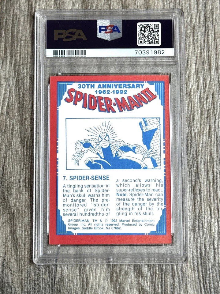 PSA 10 GEM LOW POP 8 RAREST 1992 MARVEL 30TH ANNIVERSARY SPIDERMAN SENSE #7 NEW - Image 2 of 2