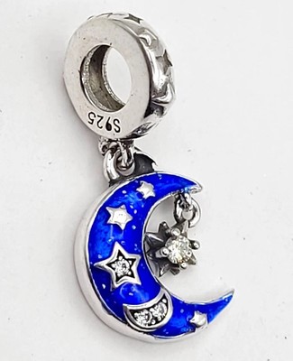 925 Sterling Silber Mond & Stern Charm Anhänger für Armband oder Halskette