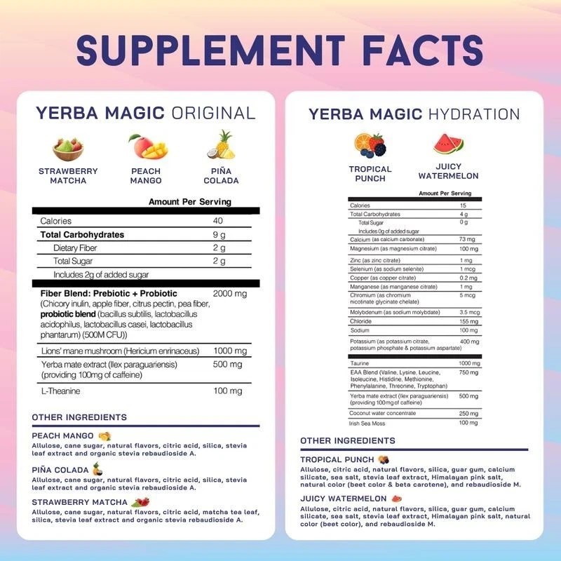 Yerba Magic Yerba Mate Instant Tea Powder Peach Mango Flavor 30 Servings NEW