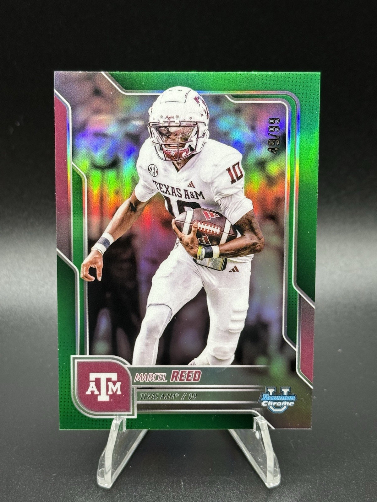 2025 Bowman Chrome University Marcel Reed GREEN # /99 Texas A&M Aggies #133