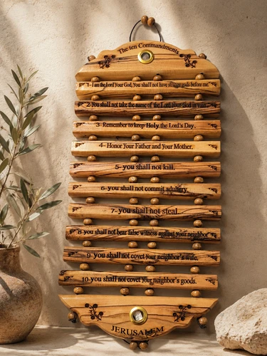 Handmade Olive Wood Ten Commandments English Wall Hanging Jerusalem HolyLand Art