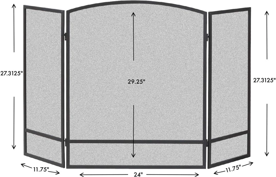 Panacea 15951 Pantalla de Chimenea de Arco de 3 Paneles con Doble Barra - 29.25" Foto 2 de 4