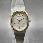 Seiko Watch Women 18mm White Dial Two Tone Oval 7321-6100 New Battery