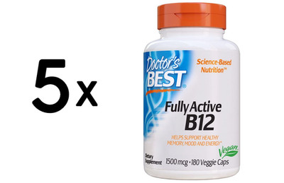 5 x Doctors Best Fully Active B12, 1500mcg - 180 vcaps (111,06 EUR/kg)