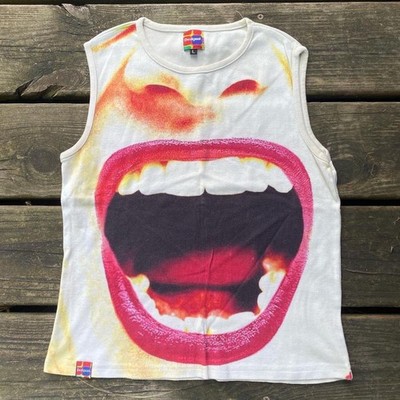 Iconic Desigual Screaming scream Mouth Top L Rare Vintage 00s Y2K 