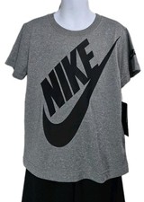 New Nike Boy's Dri-fit Gray T-Shirt Gray/Black Shorts Set Size7 100 polyester