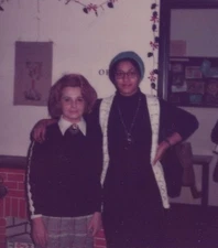 1970s Polaroid Women Friends Smiling Holiday Party Celebration Snapshot