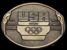 JE27140 VINTAGE 1984 USA XIV AND XXIII OLYMPICS BRASSTONE BELT BUCKLE